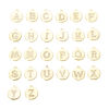 Picture of Brass Charms 18K Gold Plated Round Capital Alphabet Initial Letter Micro Pave Clear Cubic Zirconia 12mm x 10mm