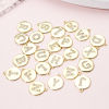 Picture of Brass Charms 18K Gold Plated Round Capital Alphabet Initial Letter Micro Pave Clear Cubic Zirconia 12mm x 10mm