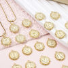 Picture of Brass Charms 18K Gold Plated Round Capital Alphabet Initial Letter Double Sided 18mm x 16mm