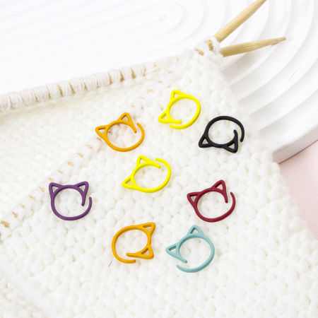 1 Juego Zamak Knitting Stitch Markers Gato Multicolor 17mm x 17mm