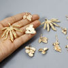 Image de 2 Pcs Pendentifs en Laiton Respectueux de la Nature Feuille Plaqué Or Véritable 18K