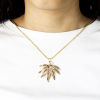 Image de 2 Pcs Pendentifs en Laiton Respectueux de la Nature Feuille Plaqué Or Véritable 18K
