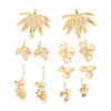 Image de 2 Pcs Pendentifs en Laiton Respectueux de la Nature Feuille Plaqué Or Véritable 18K