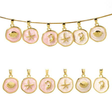 Bild von Messing Charm-Anhänger Echtgold plattiert Unregelmäßig Emaille 22mm x 15mm