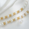 Picture of Eco-friendly Brass Bail Beads With Loop For DIY Jewelry Making Findings Round 14K Real Gold Plated Clear Cubic Zirconia