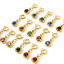 Immagine di 1 Pz Placcatura Sottovuoto PVD Ecologica 304 Acciaio Inossidabile Pietre Nascita Clip su Charm Stile Tondo Placcato Oro 18K Con Chiusura A Molla 20mm x 6.5mm