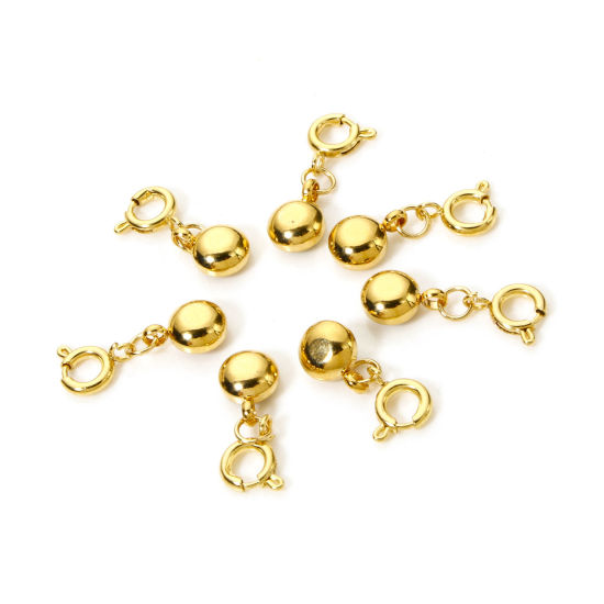 Bild von Umweltfreundliche PVD-Vakuumbeschichtung 304 Edelstahl Monatsstein Charms Anhängerträger für Vintage Armband Rund 18K Vergoldet Mit Federringverschluss 20mm x 6.5mm