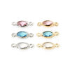 Picture of Eco-friendly Brass Connectors Charms Pendants Oval Real Gold Plated Multicolor Rhinestone 10mm x 4mm
