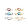 Picture of Eco-friendly Brass Connectors Charms Pendants Oval Real Gold Plated Multicolor Rhinestone 10mm x 4mm