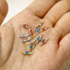 Picture of Eco-friendly Brass Connectors Charms Pendants Oval Real Gold Plated Multicolor Rhinestone 10mm x 4mm