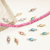 Picture of Eco-friendly Brass Connectors Charms Pendants Oval Real Gold Plated Multicolor Rhinestone 10mm x 4mm