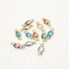 Picture of Eco-friendly Brass Connectors Charms Pendants Oval Real Gold Plated Multicolor Rhinestone 10mm x 4mm