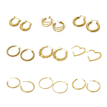 Eco-friendly PVD Vacuum Plating Exquisite Simple 18K Gold Plated 304 Stainless Steel Hoop Earrings For Women