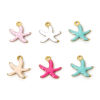 Image de 5 Pcs Breloques en 304 Acier Inoxydable Revêtement sous Vide PVD Respectueux de l'Environnement Bijoux d'Océan Etoile de Mer Plaqué Or Véritable 18K Multicolore Émail 10.5mm x 10mm