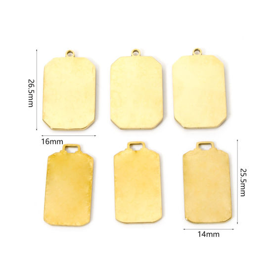 Image de 1 Pièce Breloques en 304 Acier Inoxydable Revêtement sous Vide PVD Respectueux de l'Environnement Rectangle Plaqué Or Véritable 18K Multicolore Yeux Émail 26.5mm x 16mm