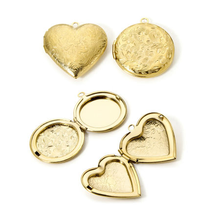 Eco-friendly PVD Vacuum Plating 304 Stainless Steel Picture Photo Locket Frame Pendants 14K Real Gold Plated Heart Flower