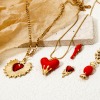 Picture of Eco-friendly PVD Vacuum Plating 304 Stainless Steel Charms 14K Real Gold Plated Red Heart Ex Voto Heart