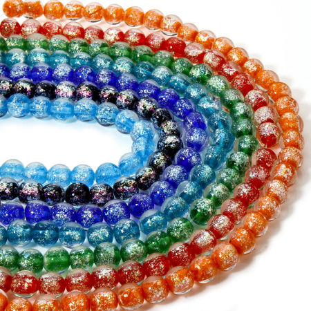 Muranoglas Perlen zur DIY-Schmuckherstellung Bunt Folie ca 10mm D., Loch:ca. 1.2mm