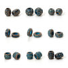 Picture of Zinc Based Alloy Patina Spacer Beads For DIY Jewelry Making Antique Copper Blue Drum Flower