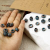 Picture of Zinc Based Alloy Patina Spacer Beads For DIY Jewelry Making Antique Copper Blue Drum Flower