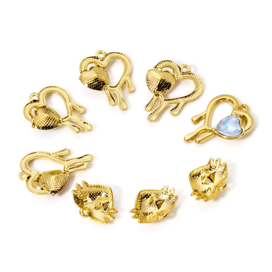 Изображение 2 ШТ Экологичное вакуумное PVD-покрытие 304 Нержавеющая Сталь День святого Валентина Подвески Сердце 18K настоящее золото с покрытием Разноцветный Искусственный Циркон