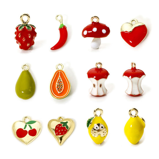 Bild von Messing Charms 18K Vergoldet Obst Emaille