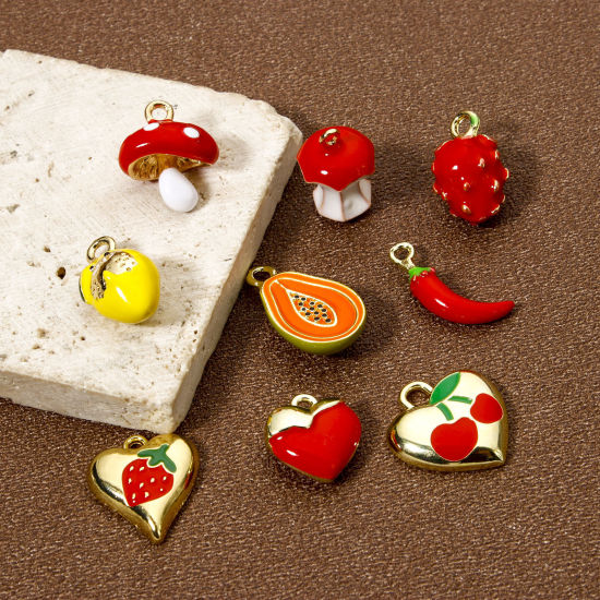 Bild von Messing Charms 18K Vergoldet Obst Emaille