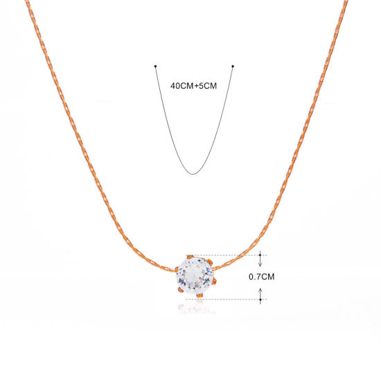 Immagine di 1 Pz Semplice & Casual Trasparente 304 Acciaio Inossidabile & Strass Catena Criminale Tondo Collana Per Donne 41.5cm Lunghezza