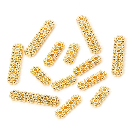 Eco-friendly Brass Spacer Beads For DIY Bracelet Jewelry Making Findings 14K Real Gold Plated Strip Flower