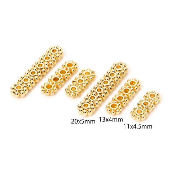 Imagen de 10 Unidades Respetuoso del Medio Ambiente Latón Perlas Espaciadoras para Hacer Pulseras DIY Hallazgos para Hacer Joyas 14K Oro Real Chapado Tira Flor