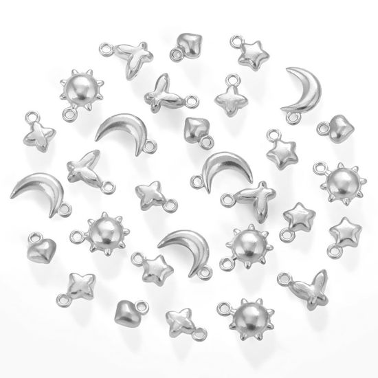 Picture of 304 Stainless Steel Mini Charms Silver Tone 3D
