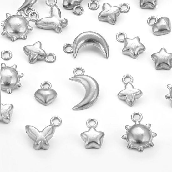 Picture of 304 Stainless Steel Mini Charms Silver Tone 3D