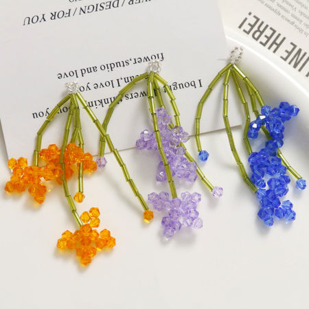 Iron Based Alloy & Glass Crochet Knitted Weaving Pendants Multicolor Flower 6cm x 2cm