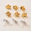Picture of Brass Ear Post Stud Earring For DIY Jewelry Making Accessories Multicolor Flower With Loop 14mm