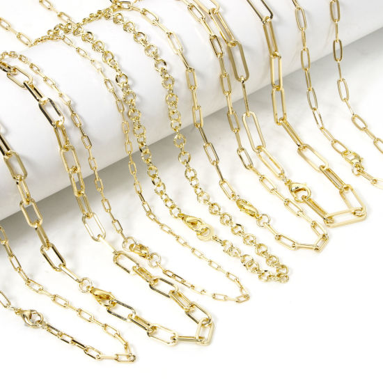 Picture of Eco-friendly Brass Paperclip Link Chain Necklace 18K Real Gold Plated