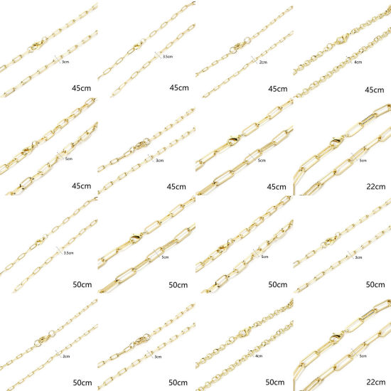 Picture of Eco-friendly Brass Paperclip Link Chain Necklace 18K Real Gold Plated