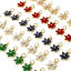 Picture of Brass Charms 18K Gold Plated Flower Multicolor Rhinestone 20mm x 12mm