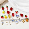 Image de 1 Pièce Breloques en 304 Acier Inoxydable & Lampwork Placage Sous Vide Écologique Collection Végétale Fraises Plaqué Or Véritable 18K Multicolore Piment 3D