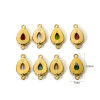 Picture of Eco-friendly PVD Vacuum Plating 304 Stainless Steel Geometric Connectors Charms Pendants 18K Gold Plated Drop Multicolor Rhinestone 12mm x 7mm