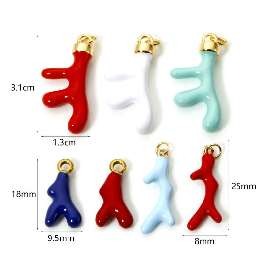 Immagine di 1 Pz Placcatura Sottovuoto Ecologica 304 Acciaio Inossidabile Gioielli Oceanici Ciondoli Corallo 18K Vero Oro Placcato Multicolore Smalto