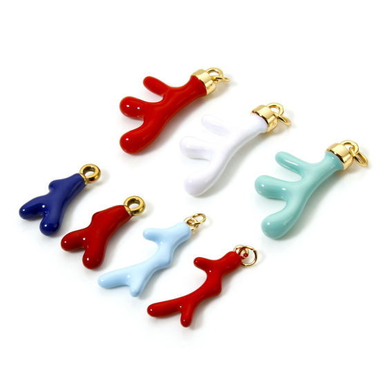 Immagine di 1 Pz Placcatura Sottovuoto Ecologica 304 Acciaio Inossidabile Gioielli Oceanici Ciondoli Corallo 18K Vero Oro Placcato Multicolore Smalto