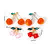 Picture of Zinc Based Alloy & Acrylic Charms Multicolor Cherry Fruit 3D Green Rhinestone