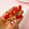 Picture of Zinc Based Alloy & Acrylic Charms Multicolor Cherry Fruit 3D Green Rhinestone