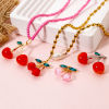 Picture of Zinc Based Alloy & Acrylic Charms Multicolor Cherry Fruit 3D Green Rhinestone
