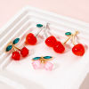 Picture of Zinc Based Alloy & Acrylic Charms Multicolor Cherry Fruit 3D Green Rhinestone