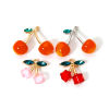 Picture of Zinc Based Alloy & Acrylic Charms Multicolor Cherry Fruit 3D Green Rhinestone
