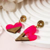Picture of Resin & Natural Wood Valentine's Day Pendants Fuchsia