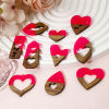 Picture of Resin & Natural Wood Valentine's Day Pendants Fuchsia