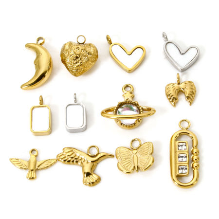 Bild von Umweltfreundliche PVD-Vakuumbeschichtung 304 Edelstahl Charms Herz 18K Echtgold plattiert Mond