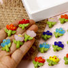 Picture of Lampwork Glass Flora Collection Beads For DIY Jewelry Making Flower Multicolor 3D About 22mm x 18mm, Hole: Approx 1.4mm
